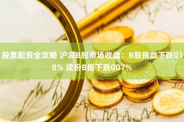 股票配资全攻略 沪深B股市场收盘：B股指数下跌018% 成份B指下跌007%